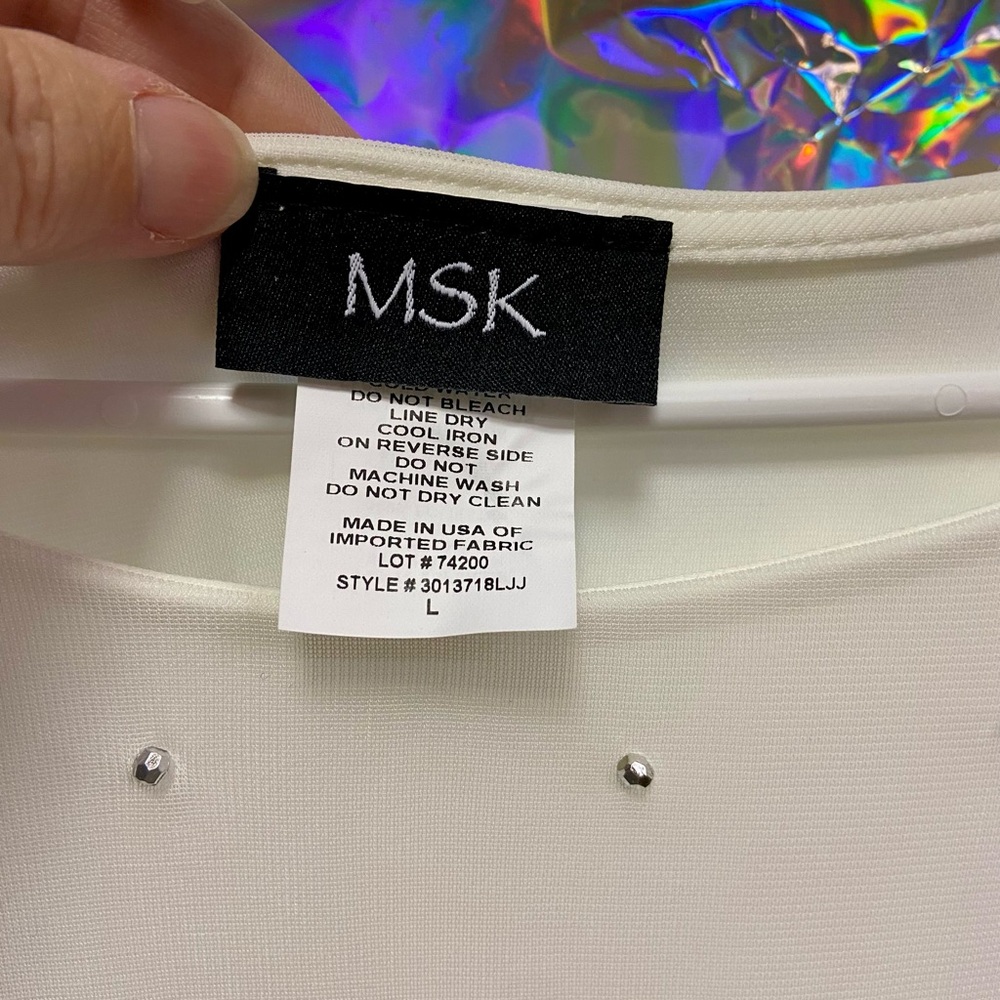 MSK Ivory Embellished Chiffon Top - Picture 5 of 6